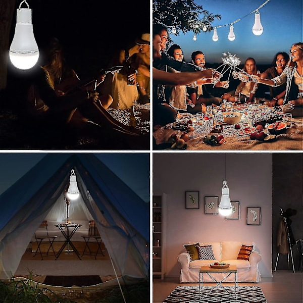 USB Genopladelige LED Lys, Afoskce Bærbart Campinglys med Fjernbetjening og Timer, 5 Lysindstillinger, med Krog, 1500mAh Smart Pærer