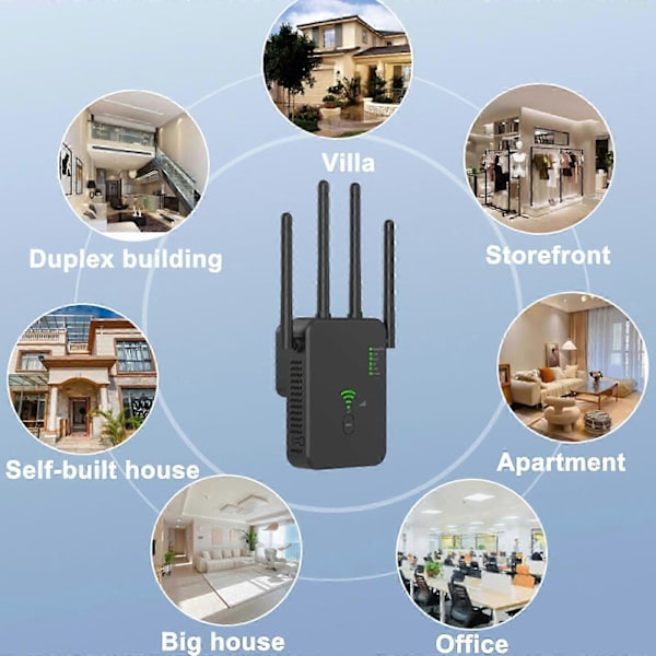 WiFi-toistin 1200 Mbps, WiFi-signaalivahvistin Dual Band 2,4 GHz ja 5 GHz WiFi-verkon laajennin