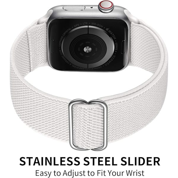 Kompatibel med Apple Watch 9/8/7/6/5/4/3 SE 2/1 41mm 40mm 38mm, Nylon Flettet Stretch Sport Band til iWatch Mænd og Kvinder, Hvid white 38/40/41mm
