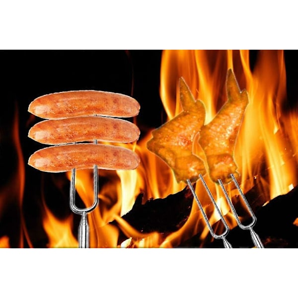 Grillspyd for peis - Sett med 7 uttrekkbare teleskopiske spyd i rustfritt stål