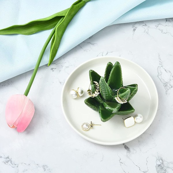 Aloe Kaktus Elefant Ringhållare, Katt Prydnadsskål Smyckesbricka, Presenter till Kvinnor, Flicka, Vän, Älskare, Födelsedag Inflyttningspresenter Bröllopspresenter