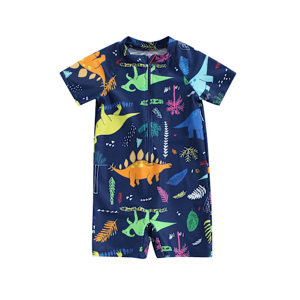 Småbørns Baby Drenge Badetøj Baby Drenge Badedragt Heldragt Kortærmet Strandtøj Lynlås Rash Guard Badedragter Svømmetøj (1-2 år)