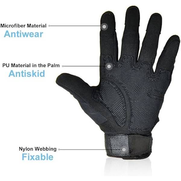 Herr Full Finger Utomhus Sport Arbets Handskar Jakt Motorcykel Cykel Klättring Längdskidåkning Julklapp M Black M