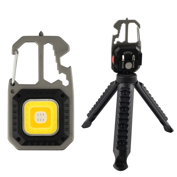Mini Bærbar Arbejdslampe 7 Tilstande Nøglering Vandtæt Lommelygte Genopladelige Inspektionslamper, med Oplukker, Magnetisk Base, Tripod