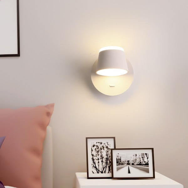 9W LED Læselampe med Kabel og Stik, Sengelampe med Touch-kontakt og USB-port, 350° Roterbar Væglæselampe, Dæmpbar, 3000K-6500K Sort