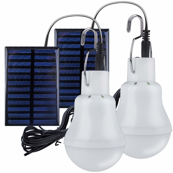 2 Bærbar Solar Camping Light, Solar Bulb LED Solar Emergency Lamp Light Hagelykt Solar Lighting med krok Lyspære panel for camping, fiske