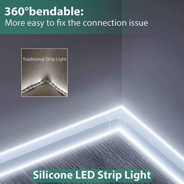 2M Varmt Hvid Neon LED Strips 12V 3000K Dæmpbar, IP67 Vandtæt Fleksibel, DIY Silikone Led Lysstrimmel med Strømforsyning og Controller