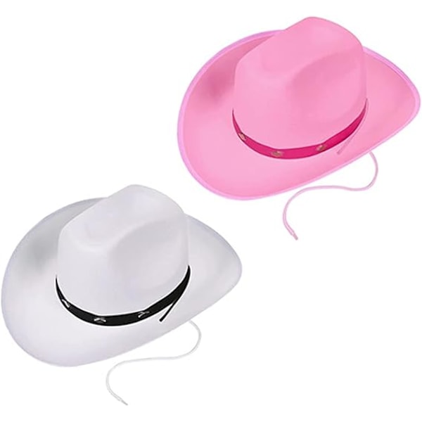 2-pack, Cowboyhatt för vuxna, Texan Cowboyhatt, Cowboyfilthatt, Festaccessoar för utklädning, Utomhushatt, Vilda västern, med formbar bred brätte