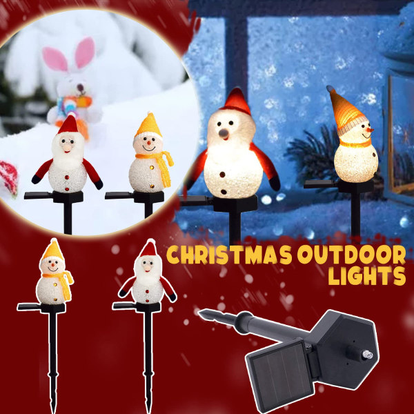 2-paknings LED-julehagelys med solenergi, plenlys for snømann, vanntette utendørs hagelys, dekorasjon med solcellebatteri, julefest