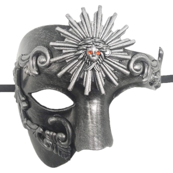 1 st Masquerade Mask Retro Phantom of the Opera One Eye Half Face Costume, Half Face Phantom Mask (Silver Helios)