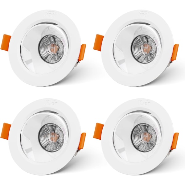 Set med 4 Extra platta infällda LED-spotlights 7W Badrumsled-infällda spotlights Neutral Vit 4000K 700LM