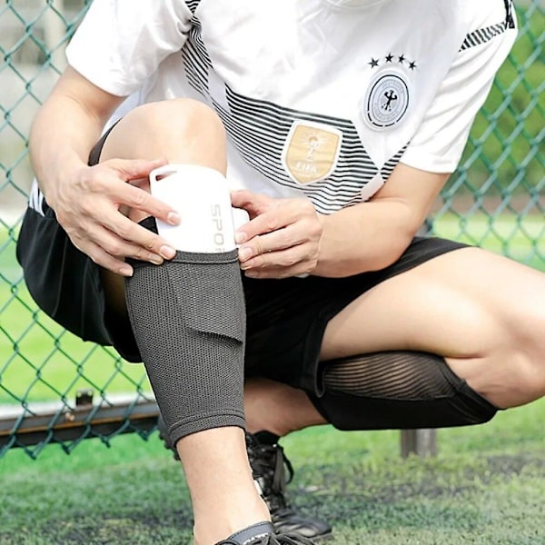 1 Par Sports Fodbold Skinnebensskinner Strømper Pad Ærme Sok Leg Støtte Fodbold Kompressionsærme, Dobbeltlags åndbar fodbold skinnebensskinner strømper Black