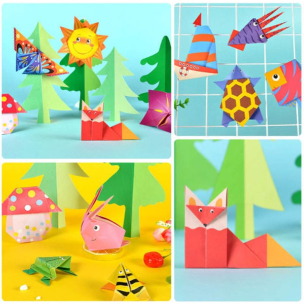 108 sider Babyhåndverksleker Origami tegneserie dyrebok DIY Håndlaget papirkunst Babybarnehage Tidlig læringsgaver Livsstil og dyrestil