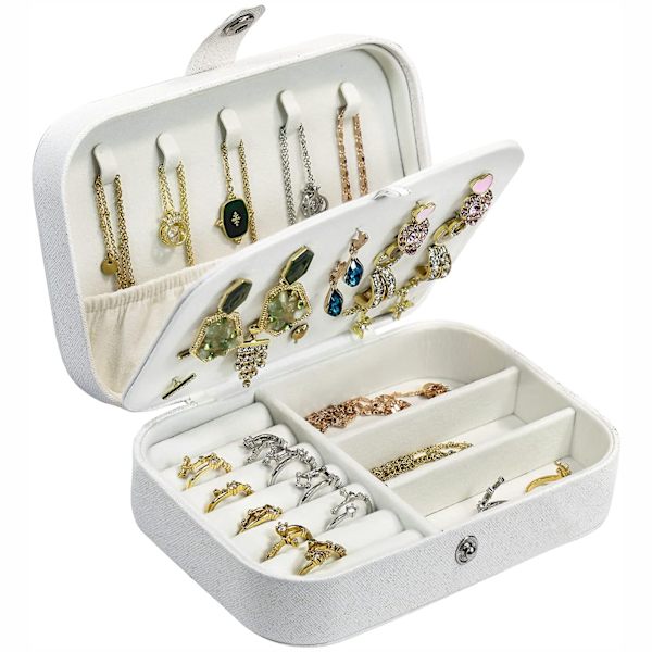 Rejse Smykkeæske PU Læder Organizer, Dobbelt Lag Portabel Mini Rejsetaske, Display Opbevaring