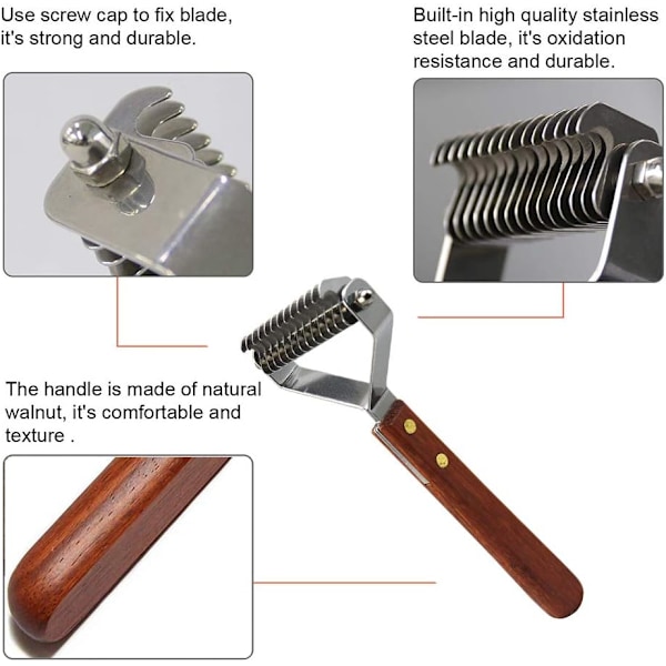 Coat King Rake 14-Blads Rake Husdjurs Underull Rake, Professionell Husdjurs Dematting Kam Grooming Stripping Verktyg för Hundar och Katter (8.8cm)