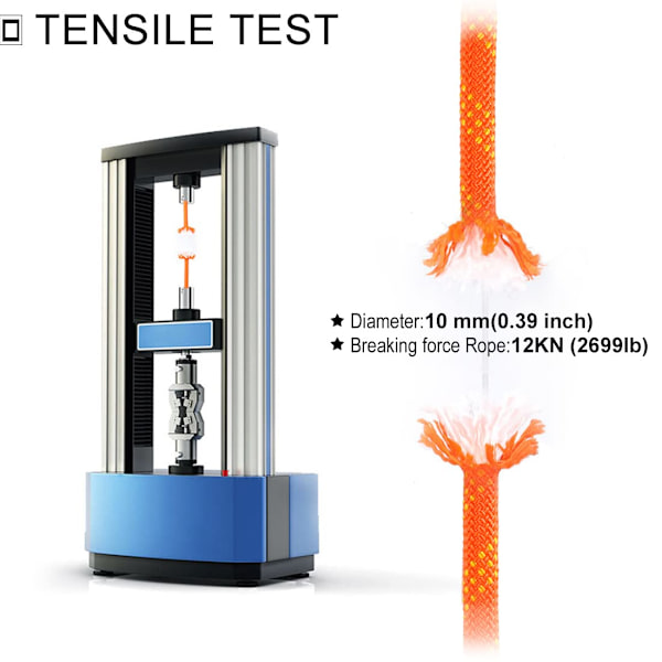 Statisk Klatretov 10mm Tilbehørsledning Udstyr 66FT(20M), Flugttov Isklatreudstyr Brandredningsreb - Orange/20M 20M