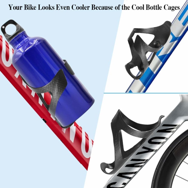 2st Ultralätt helkolfibercykelcykel drickvattenflaskhållare Fästen för landsvägscykel MTB cykling Svart