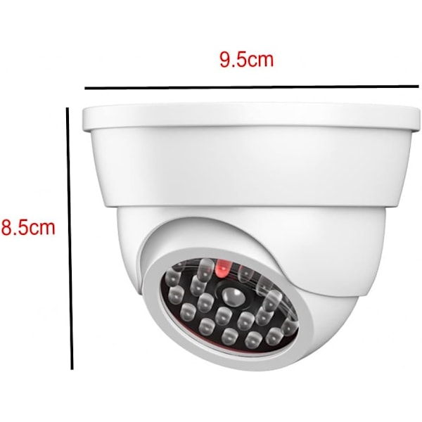 2 St. Attrapp Övervakningskamera CCTV Dome Kamera Med LED Blinkande Realistisk Imitation för Hemsäkerhet, Vit