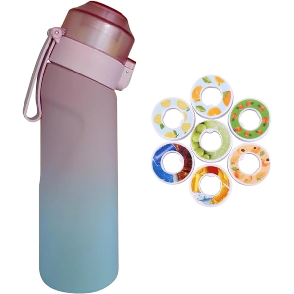 650 ml:n pullo puhdasta ilmaa kuntoiluvedelle urheilupullo, 7 makua tuoksuvia renkaita valittavissa BPA-vapaa tuoksuva vesipullo pink