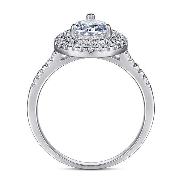 Ringe Gaver Trendy Delikat 925 Sterling Sølv Dråbeform Pæreformet Zirkon Ring Bryllup til Hende (Farve: Hvid, Størrelse: 5)