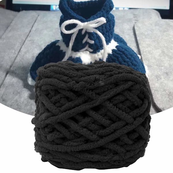 Tjock Häklygarn Mjuk Isremsa Häklygarn Chunky Vävd Filtgarn för Väva Filt Tofflor (Svart) black