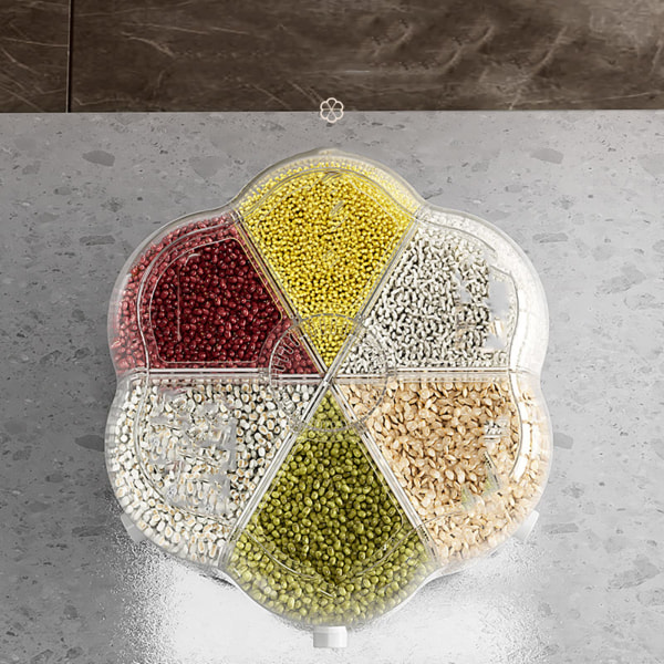 6 Ritilä Pyörivä ruoka-annostelija Riisin säilytysastia Riisisämpäri Riisin säilytyssäiliö Suljettu viljasäiliö kuivavarasto, läpinäkyvä