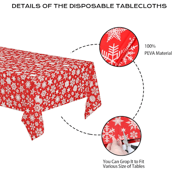 2 Pak 137 x 274cm Julebordsdæk, Vandafvisende Rektangulær Dug til Jul, Nytår, Hjemme, Havefest, Borddekoration