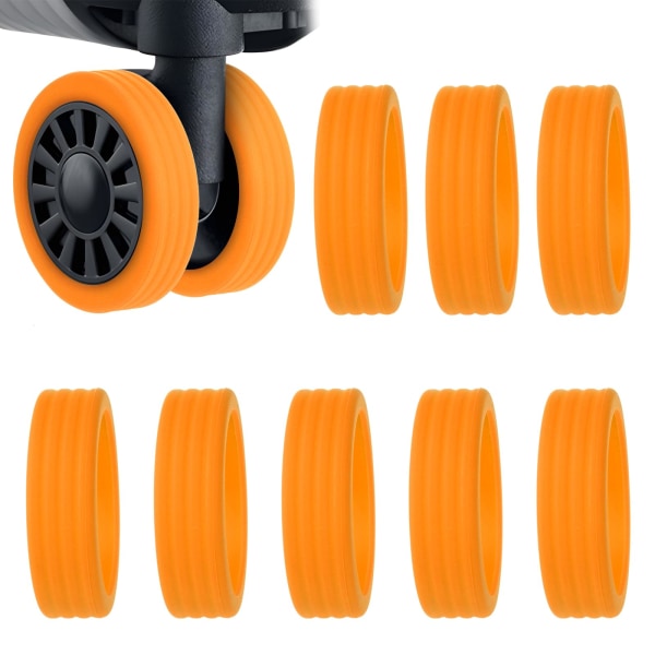 8 st Bagagehjulsskydd, resväska hjulskyddskåpor Anti repskydd Bagageutrymme Spinnerhjulsskydd för resväskor, orange