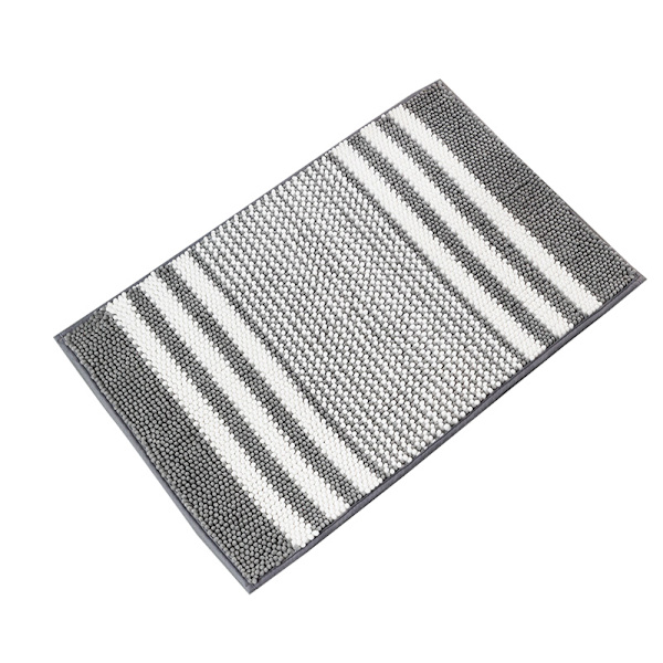 Badrumsmatta Extra Mjuk och Absorberande Fluffy Randig Chenille, Halkskyddad Shaggy Badrumsmatta, Maskintvättbar (Ljusgrå, 50 x 80 cm) light gray 50*80