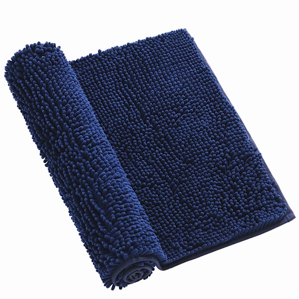 Skridsikker bademåtte - Blød og komfortabel mikrofibermåtte med maskinvaskbart design - Vandabsorberende og hurtigtørrende (50x80cm) dark blue