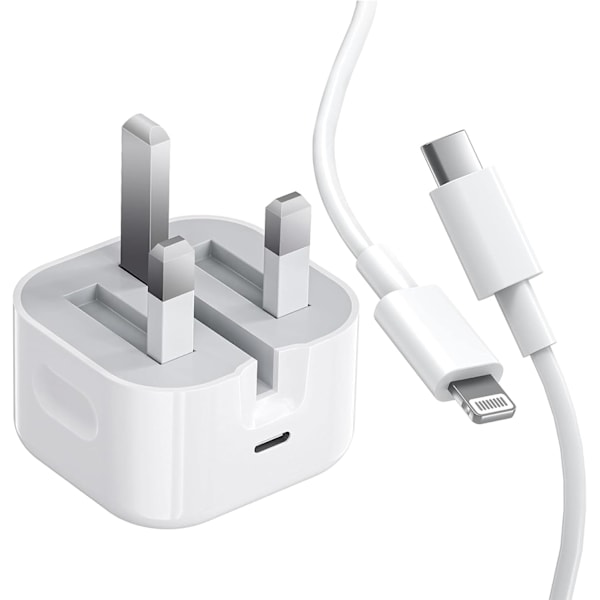 20W USB C Hurtiglader, Hurtigladeplugg og 2M USB C til Lightning Ladekabel, Egnet for iPhone 13, 14, 15, 13Pro, 14Pro, 15Pro
