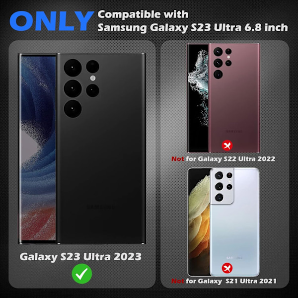 Samsung Galaxy S23 Ultra -kameran linssinsuojus, alumiiniseos karkaistu lasi, [3+2] takanäytön kameran suojakalvorengas (hopea)