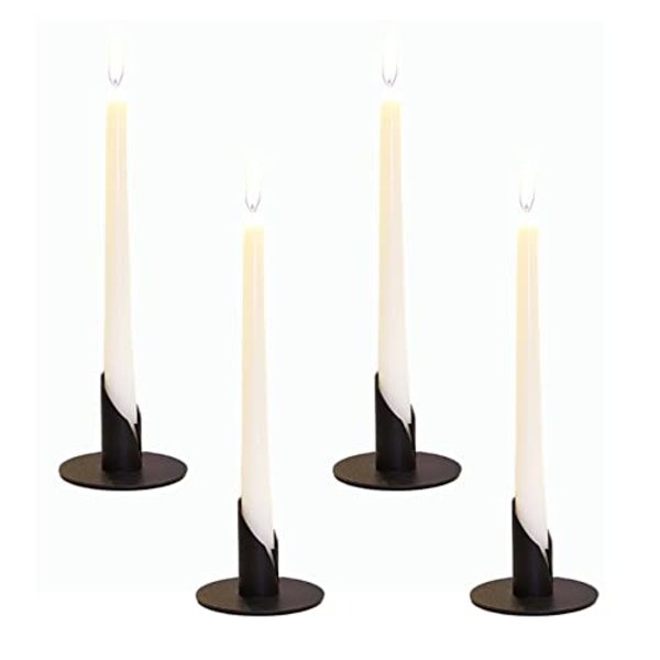 Metallinen kynttilänjalka 4 kpl, kynttilänvalon kynttilänjalka, metalliset kartiomaiset kynttilänjalat olohuoneen ja makuuhuoneen sisustamiseen, musta