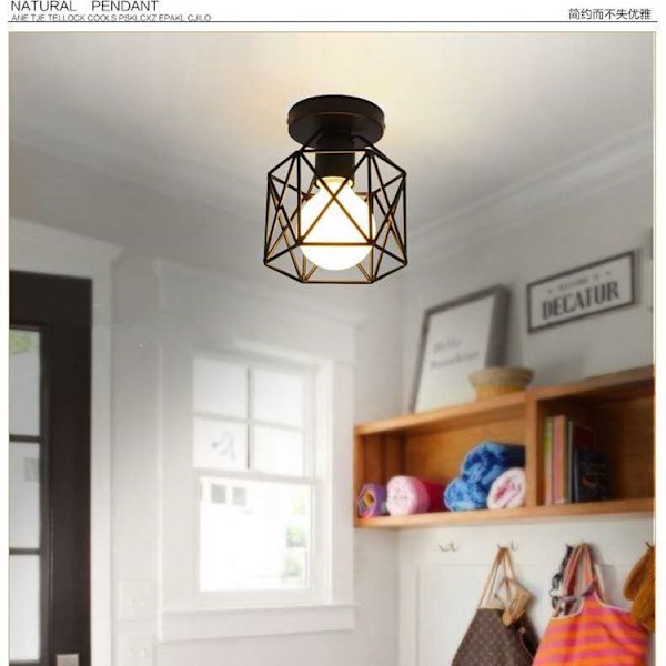 Svart nordisk taklampa, korridorlampa, hallentré personlighet järn korridorlampa