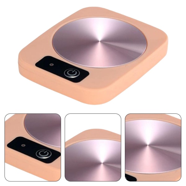 Kaffekopvarmer, USB Opladning Underkop Bærbar, Holdbar Multifunktionel Keramik Kopper, Metal Kopper Varmer, Pink
