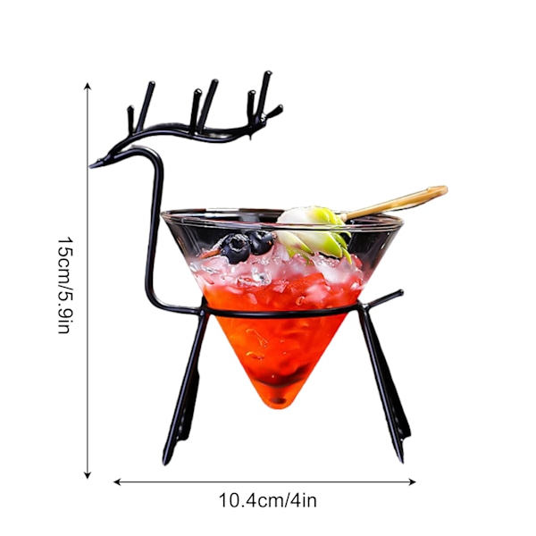 Stilkfrie Martini Glass Sett med 2 Cocktailglass med Hjorteformet Holder Kreativ Bar Drikkeglass Martini Glass Gave Sett