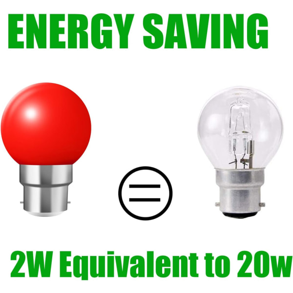 B22 bajonettlampor - 10-pack feston LED-lampa 2W (20W ekvivalent), färgglad energisparande glödlampa färg