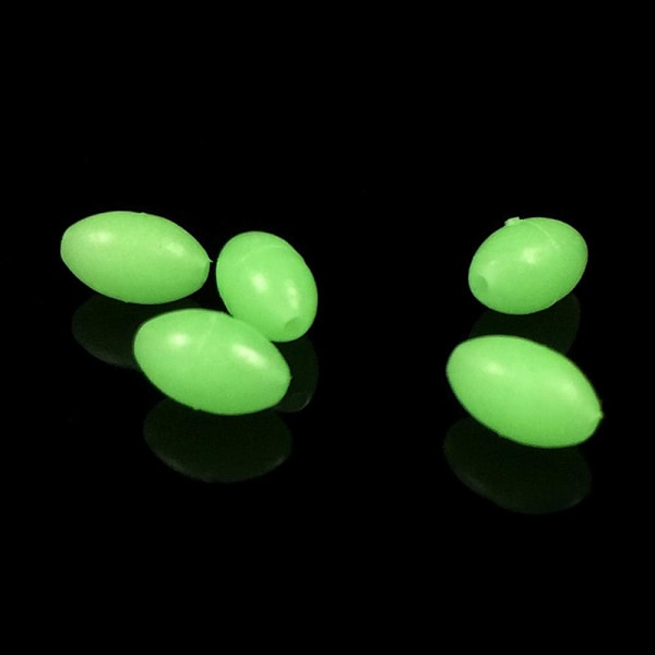 100 stk. Selvlysende Fiskeperler, Hard Plast Oval Glødende Egg, Myke Fiskeperler Rig Perler, for Basseng Innsjø Elv (Selvlysende i Mørket)