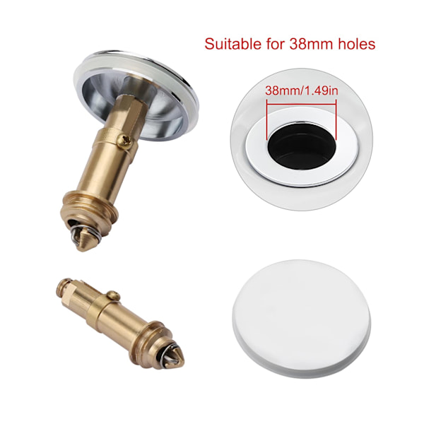 Pop-up avlopp för diskho, badrum, tvättställ, badkar, massiv förkromad mässing, 38 mm