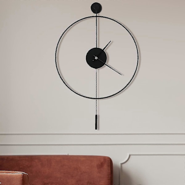 Pendel Väggklocka Dekorativ, Konst Rund Minimalistisk Modern Klocka, Tyst Metall Väggklocka Utan Tickande, 50cm