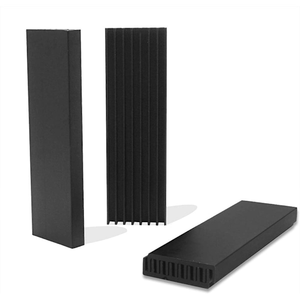 Kylfläns 4-pack, kylfläns i aluminium, kylfläns med kylfläns, med termisk tejp för M.2 SSD PC, 70x22x6mm, svart