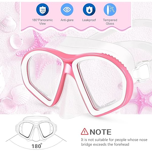 Simglasögon för barn, härdat glas simglasögon med nässkydd, simglasögon dykmask snorkelmask för barn 6-14 år
