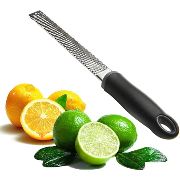 Citronzester og rivejern til ost, ingefær, hvidløg, muskatnød med en længde på 12,7\" (sort) black