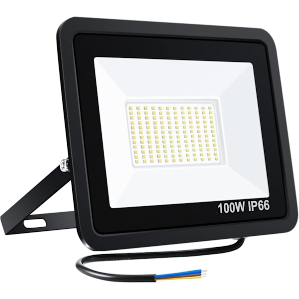 100W LED Flomlys Utendørs, 10000LM Sikkerhetslys, IP65 Vanntett Vegglampe, Arbeidsbelysning, 6500K Kaldhvit LED Flomlys for Utendørs