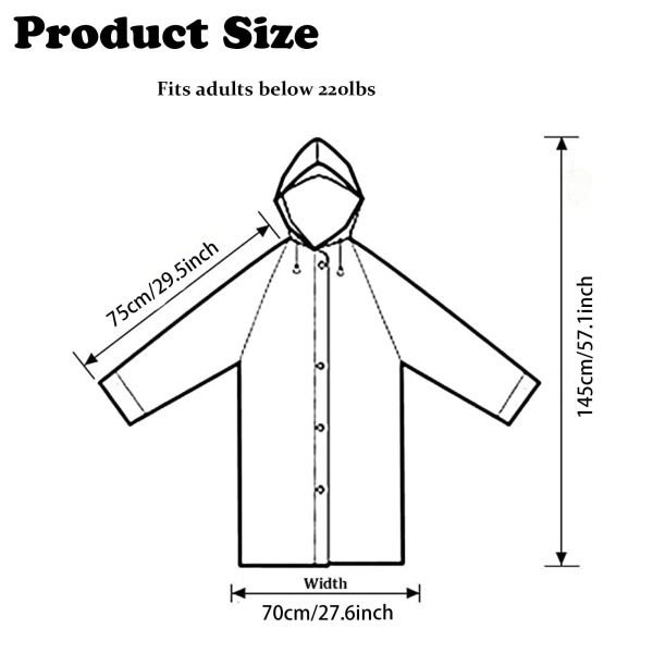 EVA Regnponchoer til Voksne, 2-pakning Genanvendelige Regnjakker med Hætte og Ærmer Letvægts Regnjakke