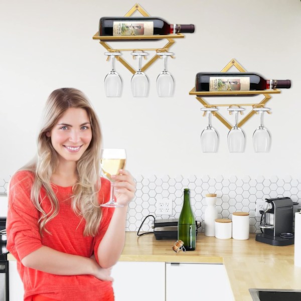 Metal Vægmonteret Vinreol, Foldbar Vægmonteret Vinreol Organizer, Rødvinsflaske Display Stand Med Skruer, Til Hjemmekøkken Bar Vægdekoration