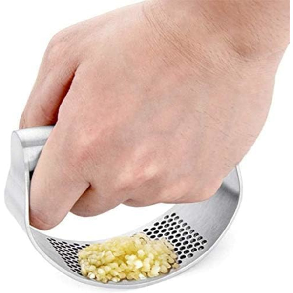 Valkosipulipuristin keinu - Ruostumattomasta teräksestä valmistettu valkosipulin murskain, uusi innovatiivinen valkosipulisilppuri valkosipulin murskaamiseen (Imperial Silver)
