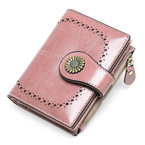 Dame-lommebok RFID-blokkerende kort lommebok med 16 kortspor (rosa)