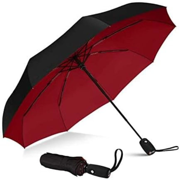 Rejse Paraply - Nem Automatisk Åbn og Luk, Holdbar Kompakt Paraply, Robust Fiberglass Stel, Vandtæt Kaleche - Bærbar Rejse Paraply