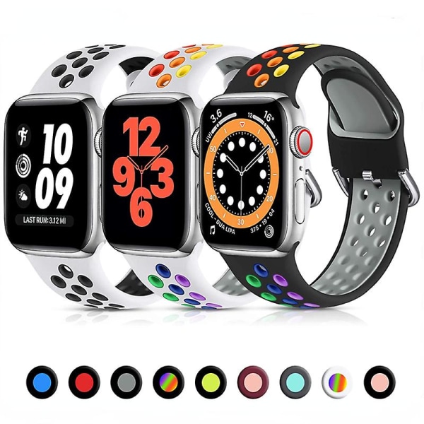 Ai Klokkereim For Apple Watch Band 45mm 44mm 40mm Series 7 6 5 4 Se Sports Pustende Armbånd Armbånd For Iwatch 3 42mm 38mm - Klokkebånd Black gray 42mm-44mm-45mm-49mm